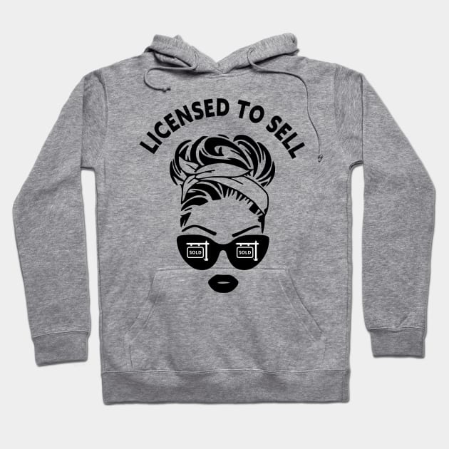 Licensed To Sell  Real Estate Messy Bun Cat Eye Sunglasses Hoodie by AdrianaHolmesArt